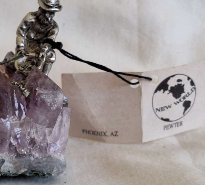 New World Pewter Miniature Prospector Figurine on Rock Cluster