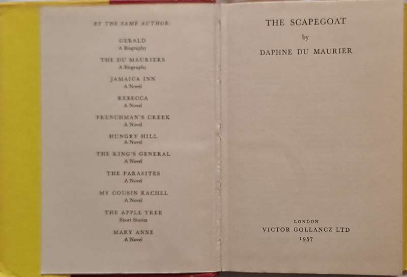 The Scapegoat by Daphne du Maurier Hardcover 1957