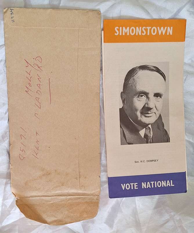 Stem Nasionaal Vote National Simonstad Bilingual Leaflet and Voter No Card 11734 in Orig Envelope