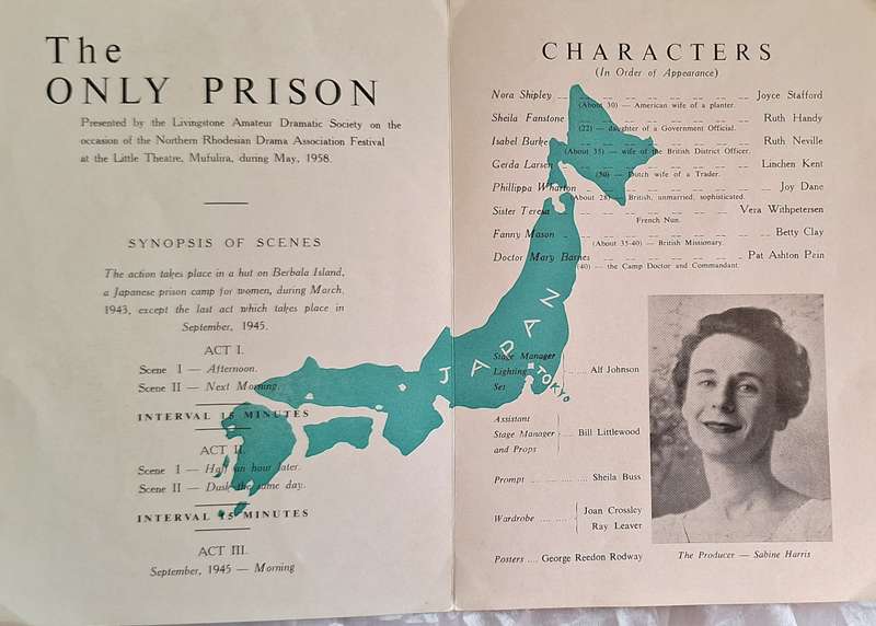 1958 L.A.D.S. Livingstone Amateur Dramatic Society Programme The Only Prison (Northern Rhodesia)