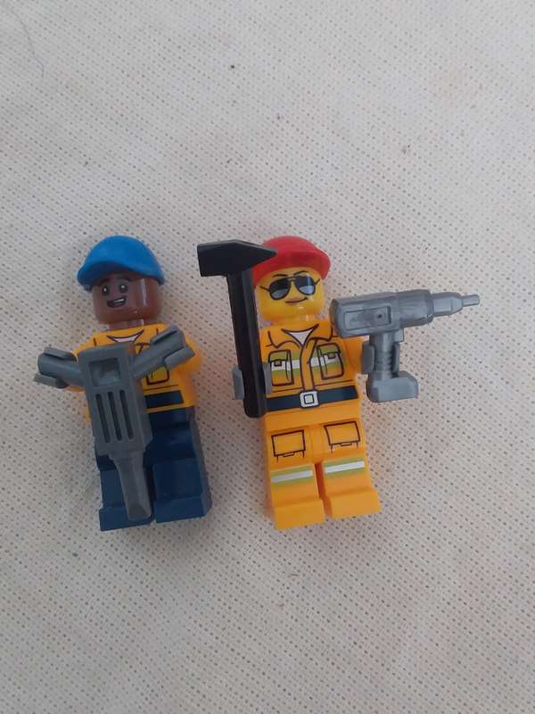 Lego Construction Workers with tools 2 Minifigures