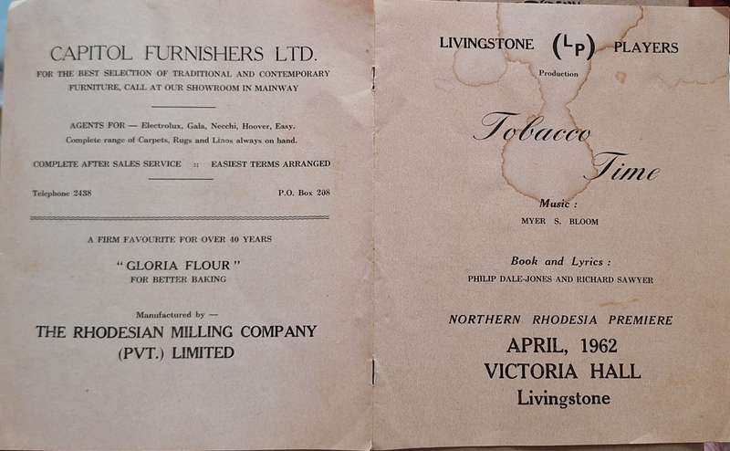 1962 Livingstone Players Programme Tobacco Time Victoria Hall (Northern Rhodesia)