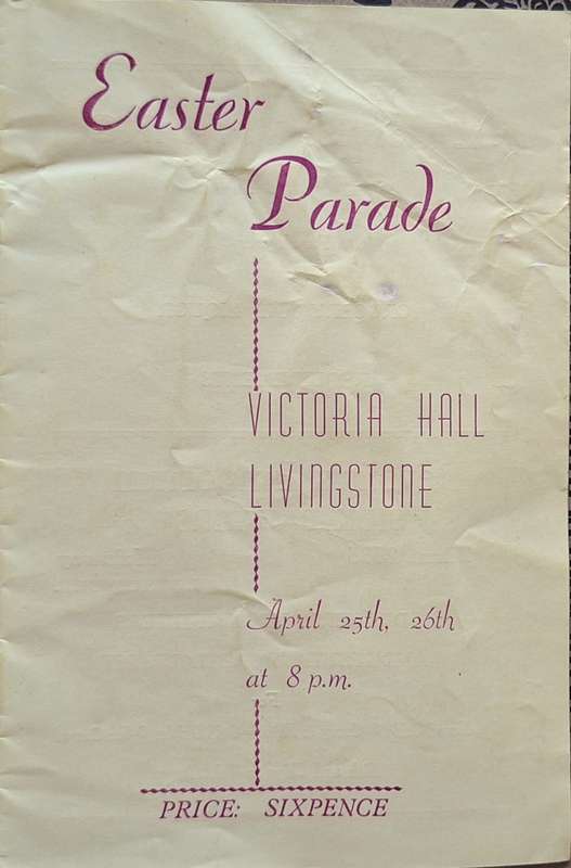 Easter Parade Programme Victoria Hall Livingstone Northern Rhodesia