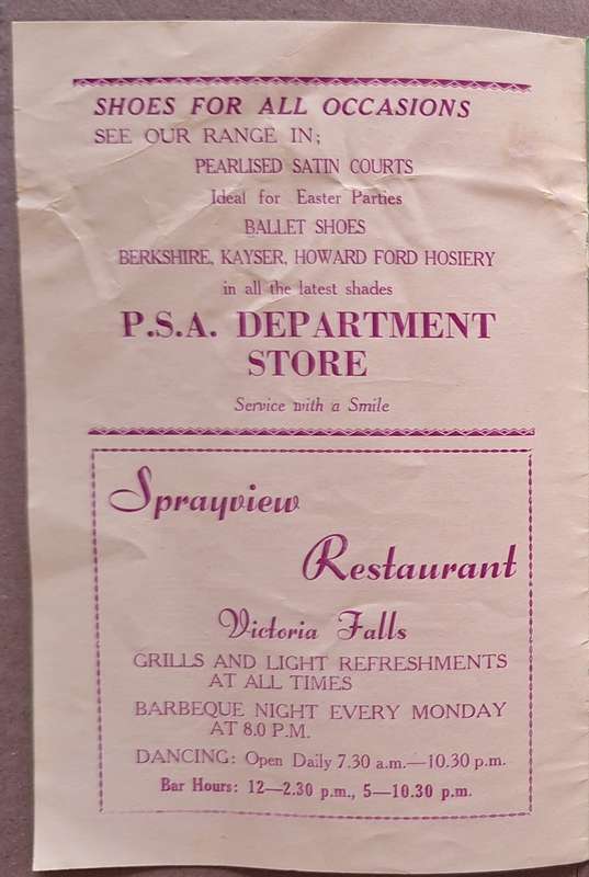 Easter Parade Programme Victoria Hall Livingstone Northern Rhodesia