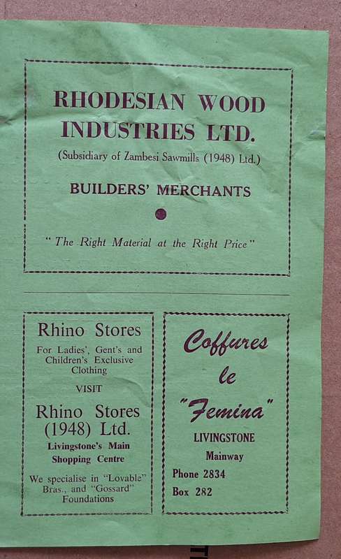 Easter Parade Programme Victoria Hall Livingstone Northern Rhodesia