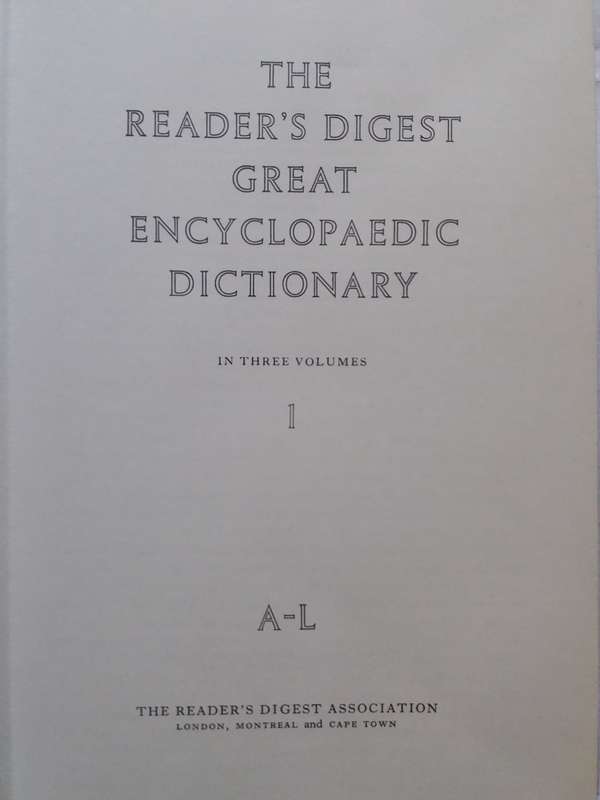 The Readers Digest Great Encyclopaedic Dictionary Volume 1-2 Hardcover 1973