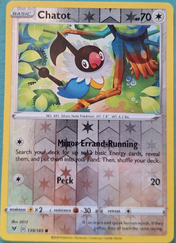 Pokemon 2020 139/185 Chatot Reverse Holo