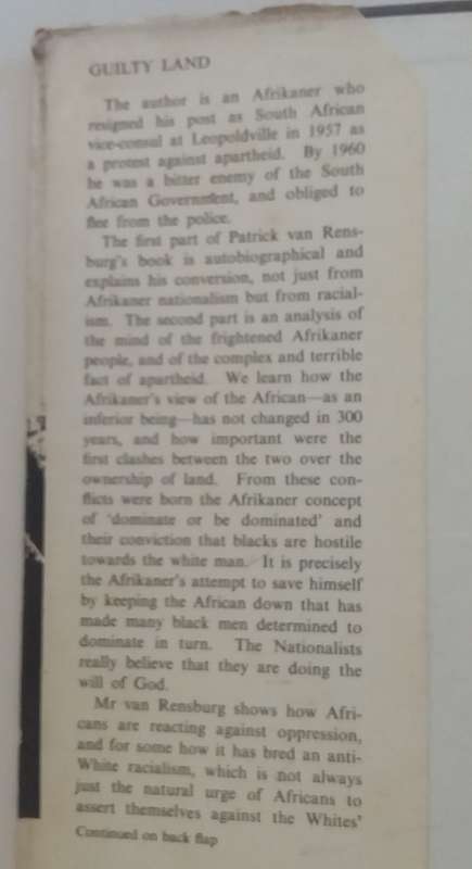 Guilty Land by Patrick Van Rensburg  Hardcover 1962