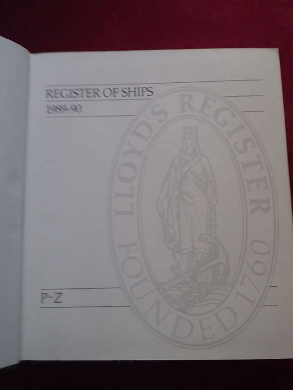 Lloyd's Register Of Ships 1989-90 P-Z Hardcover