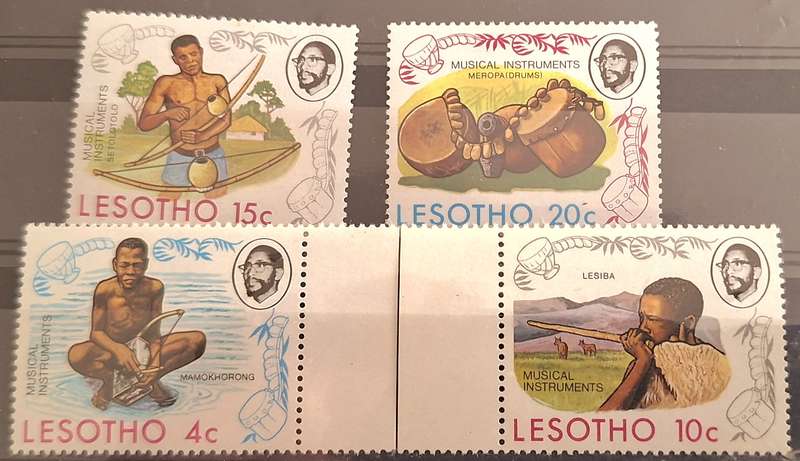 Lesotho 1975 Traditional Musical Instruments Set of 4 Mint stamps