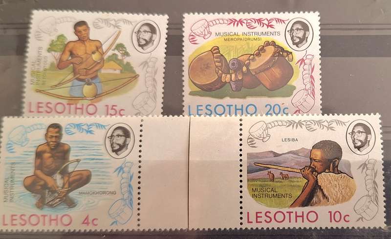 Lesotho 1975 Traditional Musical Instruments Set of 4 Mint stamps