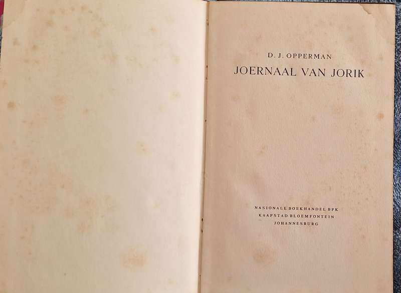 Joernaal van Jorik deur D J Opperman Hardeband