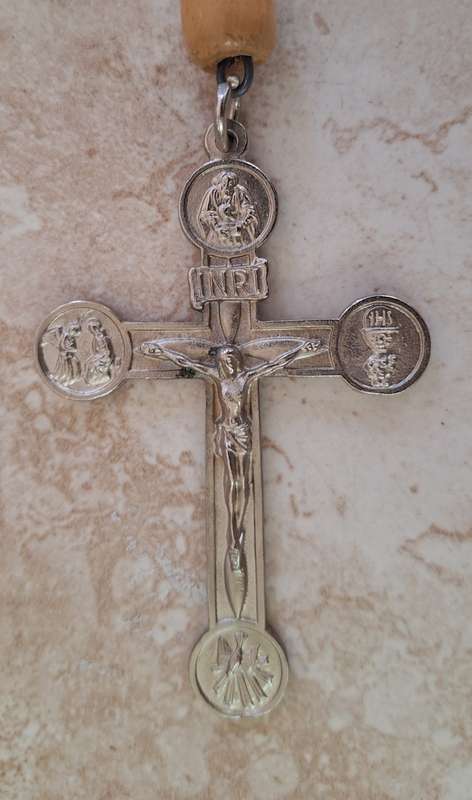 Wooden Bead Wall Rosary:  Beads each 1.5cm  Long - Cross 6.5x9cm Long