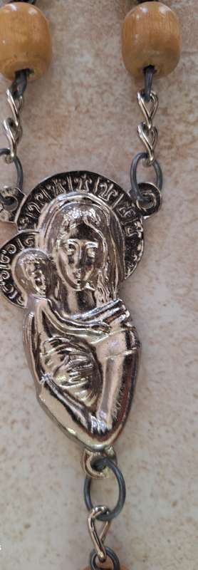 Wooden Bead Wall Rosary:  Beads each 1.5cm  Long - Cross 6.5x9cm Long