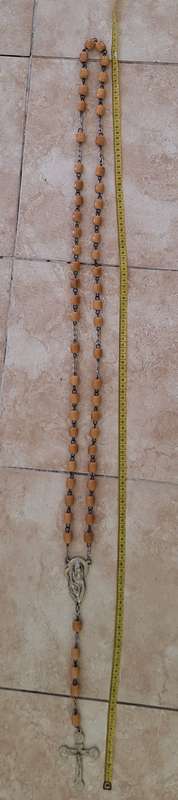 Wooden Bead Wall Rosary:  Beads each 1.5cm  Long - Cross 6.5x9cm Long