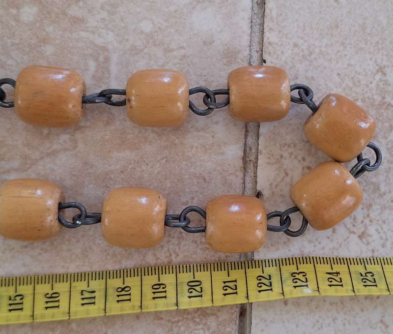 Wooden Bead Wall Rosary:  Beads each 1.5cm  Long - Cross 6.5x9cm Long