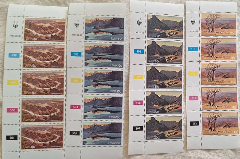 South West Africa 1981 Fish River Canyon Set of 4 Mint Control Blocks