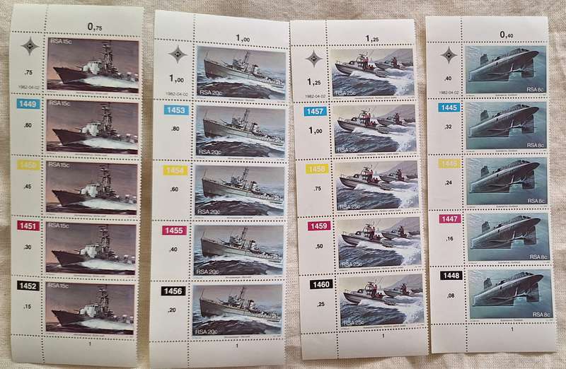 South Africa 1982 Simonstown Naval Base Set of 4 Mint Control Blocks