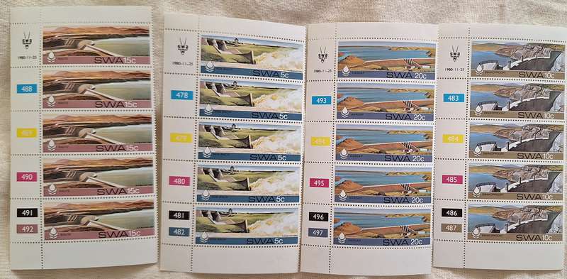 South West Africa 1980 Water Conservation Dams Set of 4 Mint Control Blocks