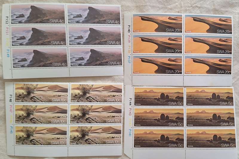 South West Africa 1977 Namib Desert Set of 4 Mint Control Blocks