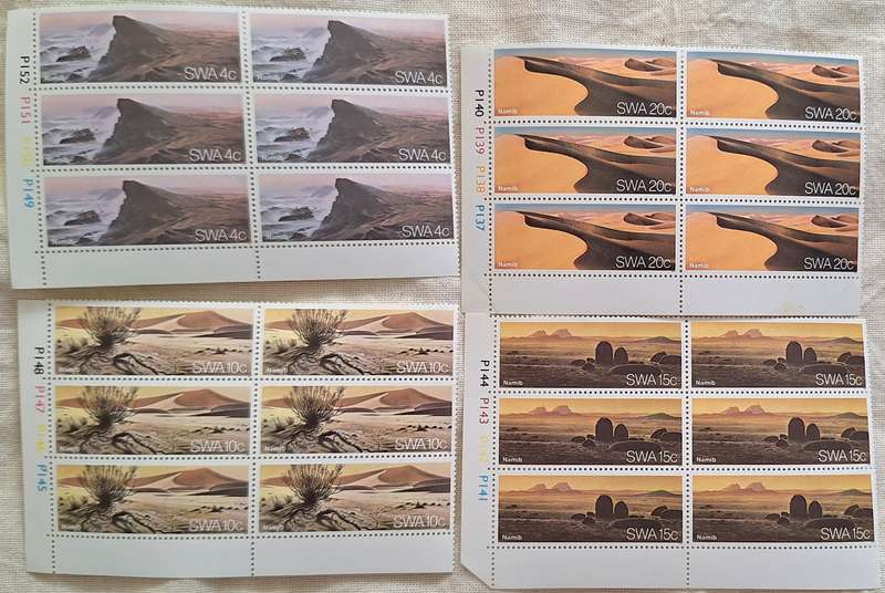 South West Africa 1977 Namib Desert Set of 4 Mint Control Blocks