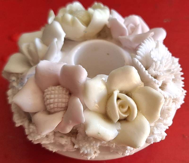 Set of Two Ardalt Porcelain Flower Basket Candle Holders 6237 Made in Japan