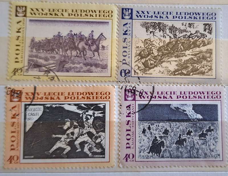 Poland 1968 Paintings of the Polish People's Army, 25 years 4 Cancelled Stamps