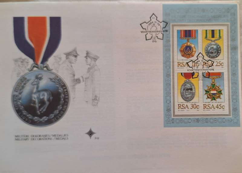 South Africa 1984 Military Decoration Medals FDC with Miniature Sheet