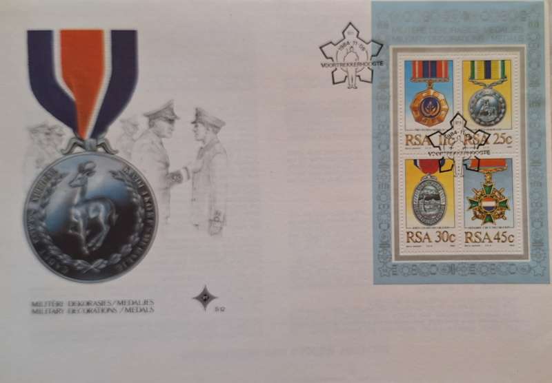 South Africa 1984 Military Decoration Medals FDC with Miniature Sheet