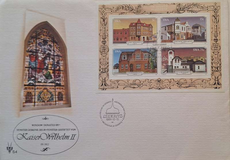 South West Africa 1981 Luderitz Historic Building FDC with Miniature Sheet