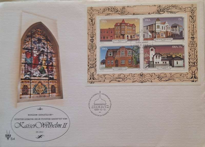 South West Africa 1981 Luderitz Historic Building FDC with Miniature Sheet