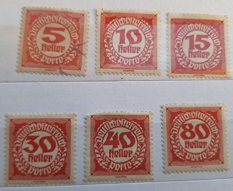 Austria 1920 Numeral Postage Dues Mixed Lot of 6 Used and Unused stamps