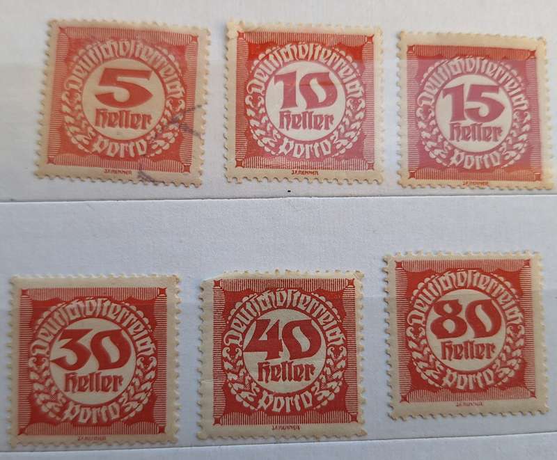 Austria 1920 Numeral Postage Dues Mixed Lot of 6 Used and Unused stamps