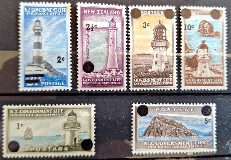 New Zealand 1967 Decimal Overprints Set of 6 Mint Life Insurance stamps