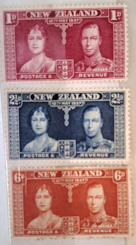 New Zealand 1937 Coronation Set of 3 Mint stamps