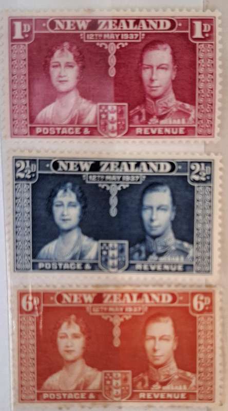 New Zealand 1937 Coronation Set of 3 Mint stamps