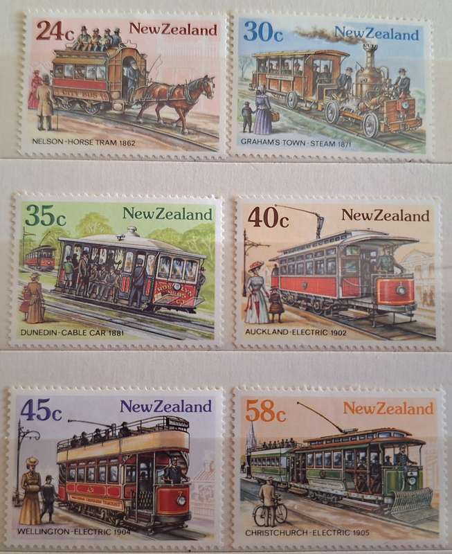 New Zealand 1985 Vintage Trams Set of 6 Mint stamps