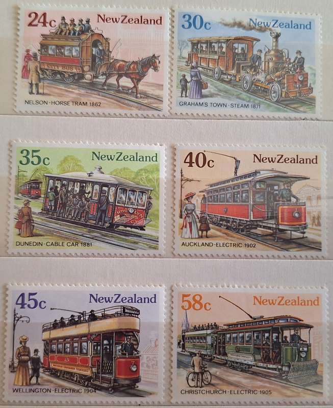 New Zealand 1985 Vintage Trams Set of 6 Mint stamps