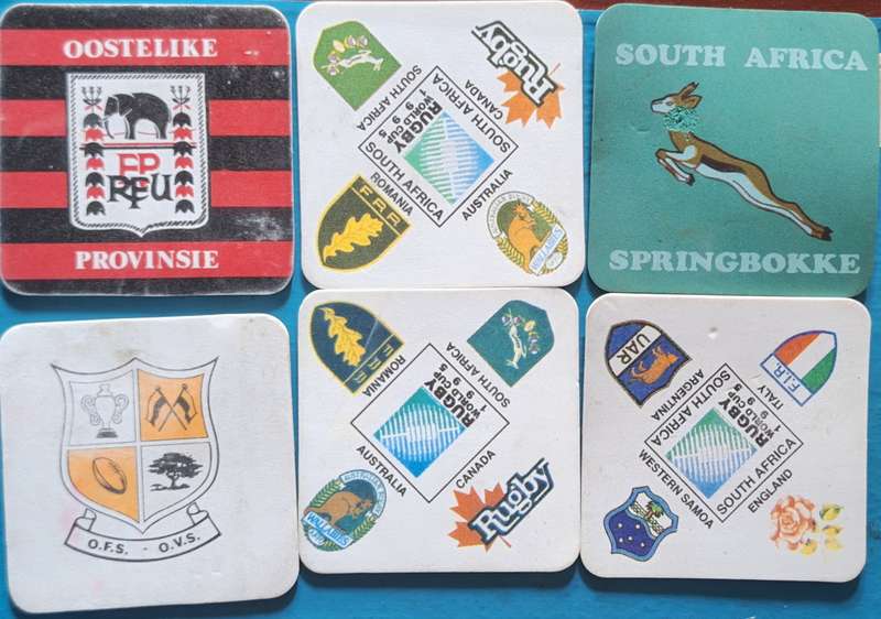 6 Rugby coasters (mixed lot)