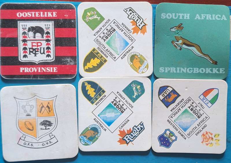 6 Rugby coasters (mixed lot)
