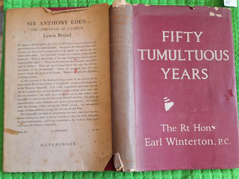 Fifty Tumultuous Years by Rt Hon Earl Winterton, PC Hardcover 1955