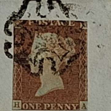 1841 Penny Red (HA) Poor margins with Maltese Cross Cancel On a letter dated and cancelled 1842