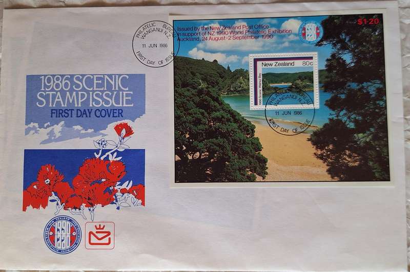 New Zealand 1986 Scenic Bays FDC with Miniature Sheet