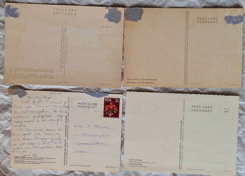 Post Card 1970's Oudtshoorn, Wilderness, Groote Schuur, Settlers Monument Grahamstown