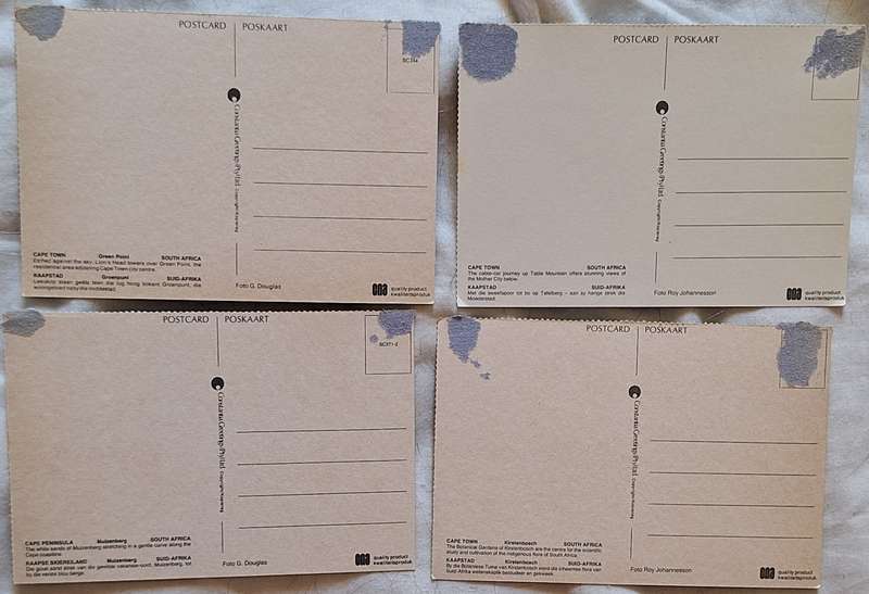4 Cape Town and Peninsula 1970's CNA Post Cards
