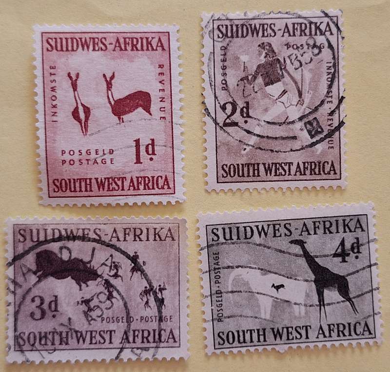 South West Africa 1954 Definitive 4 Used Low value stamps