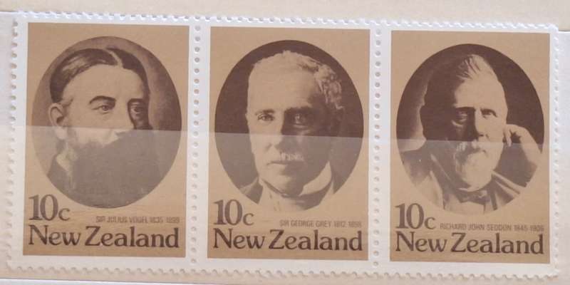 New Zealand 1979 Statesmen Strip of 3 Unused stamps