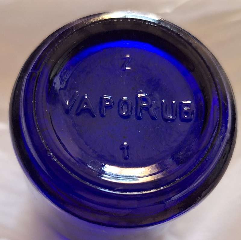 Empty 1960's Cobalt Blue Glass Vicks Vaporub Bottle