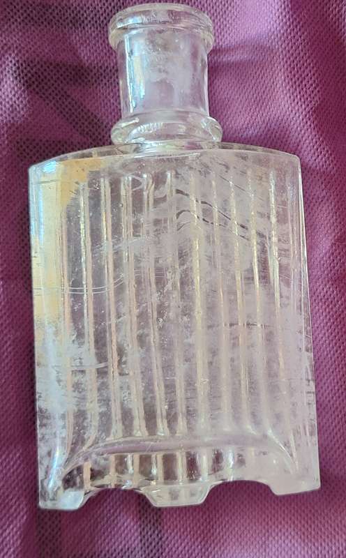 Vintage Clear Glass Bottle Fluted on One Side