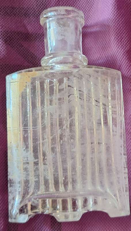Vintage Clear Glass Bottle Fluted on One Side